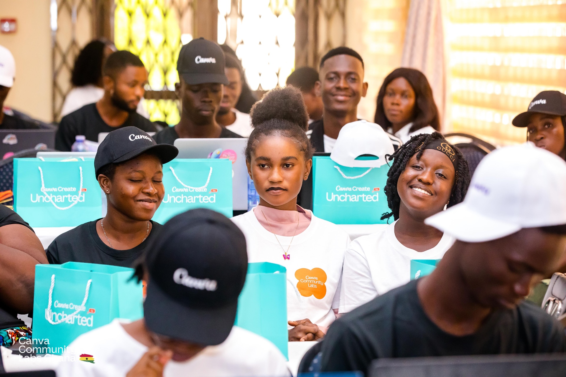 Students with creative workshop swag bags
