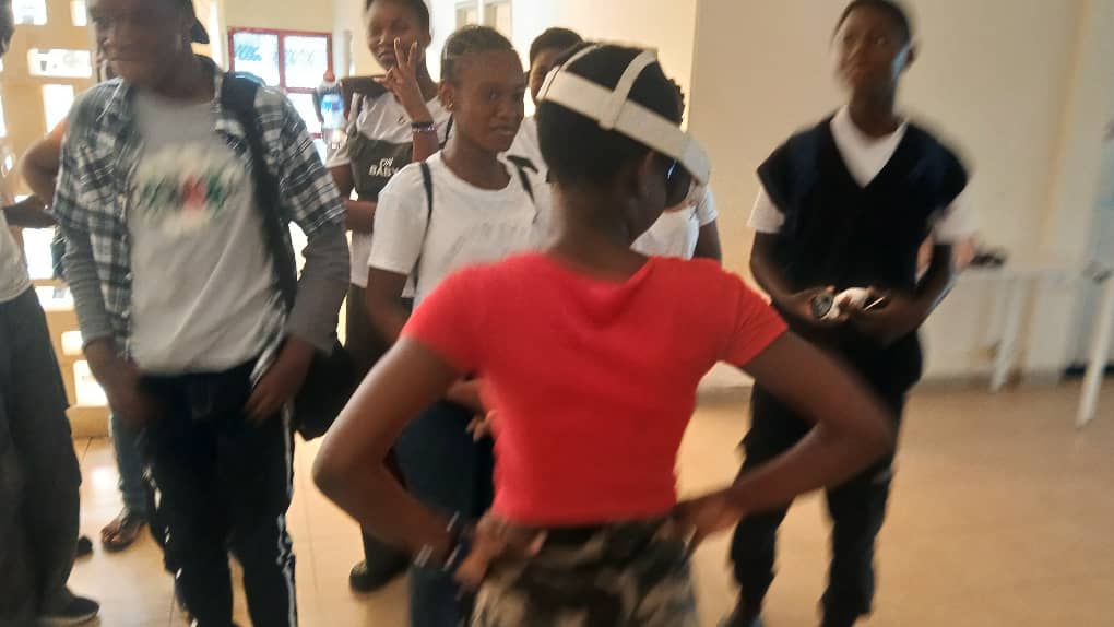 Students exploring immersive technology at a STEM event