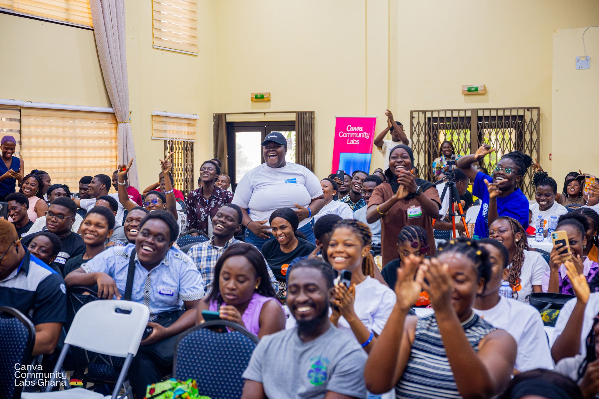 Students in a packed creative workshop hall
