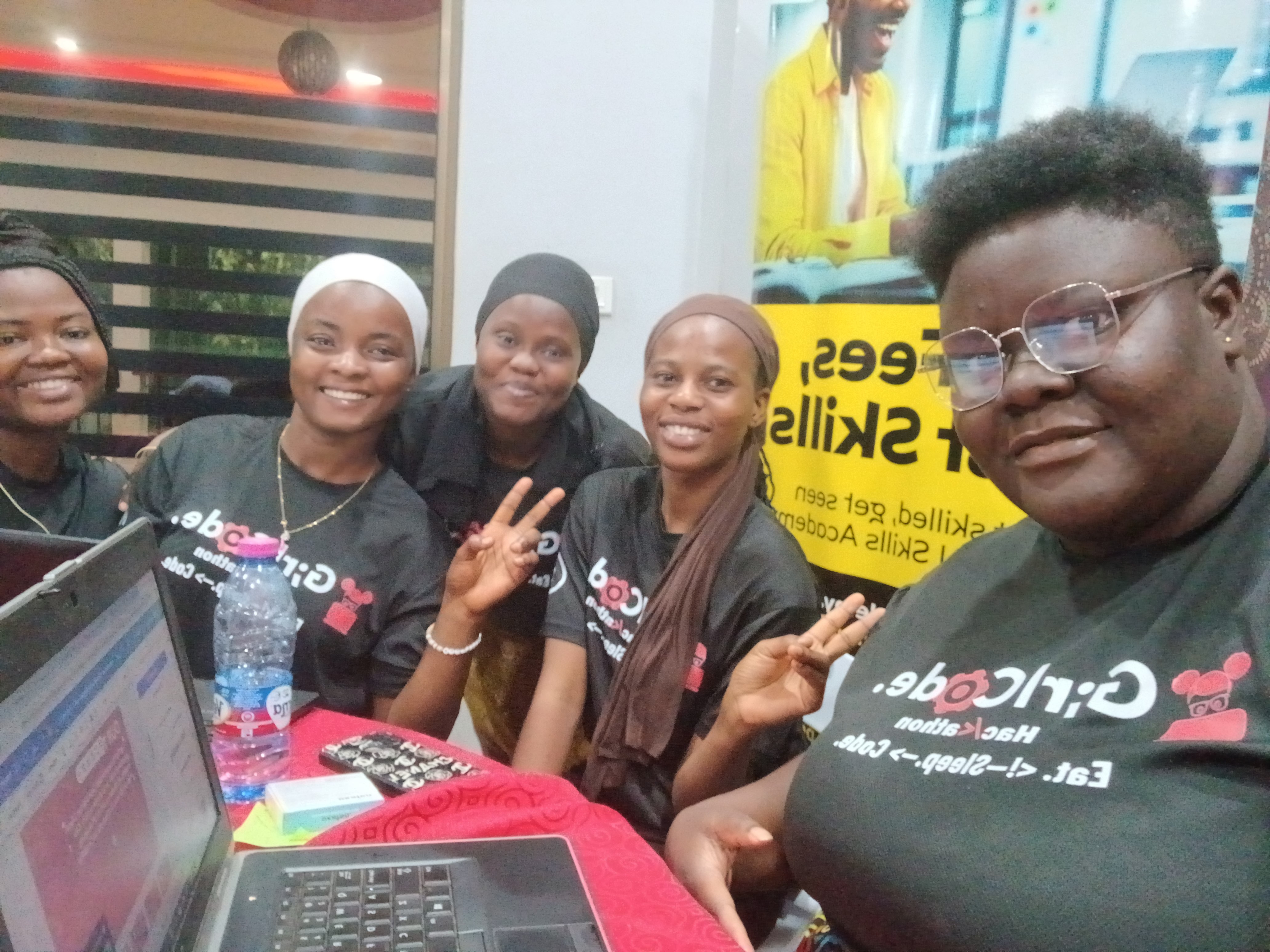 Students participating in a hackathon event